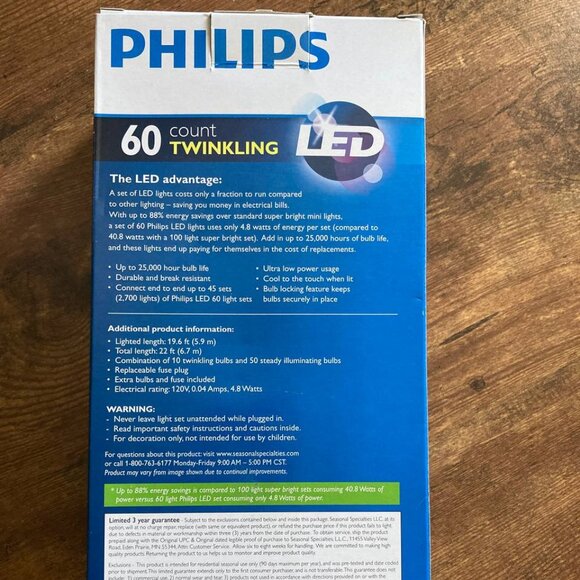 Philips Holiday Season 60-Count Indoor / Outdoor LED Mini Christmas Lights - Picture 4 of 9